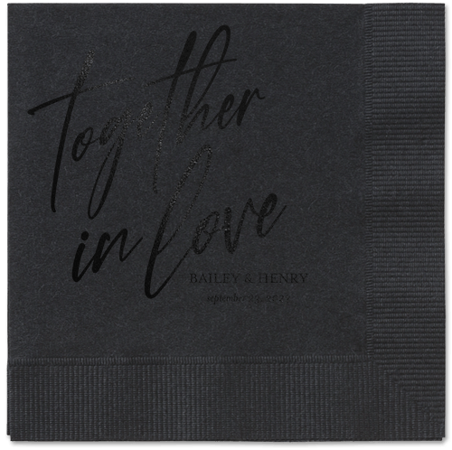 Cursive Captions Napkin, Black, Black, black