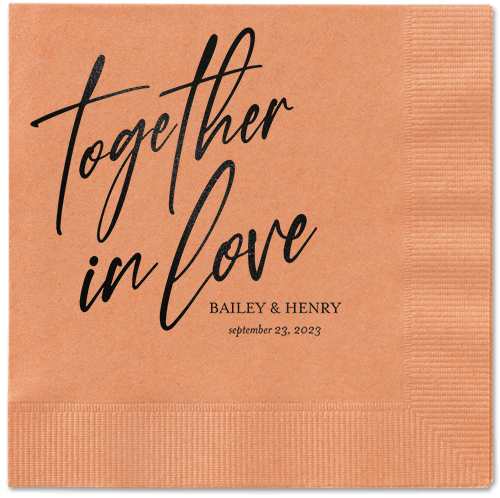 Cursive Captions Napkin, Black, Coral, black