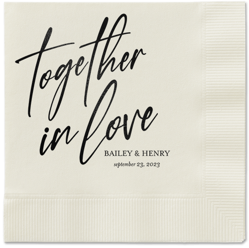 Cursive Captions Napkin, Black, Ecru, black