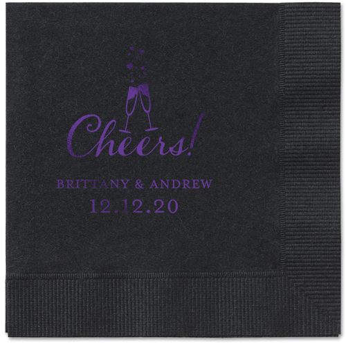 Cherished Cheer Napkins, Purple, Black