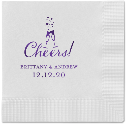 Cherished Cheer Napkins, Purple, White