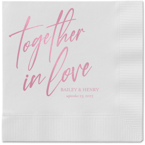 Cursive Captions Napkin, Pink, White, blush