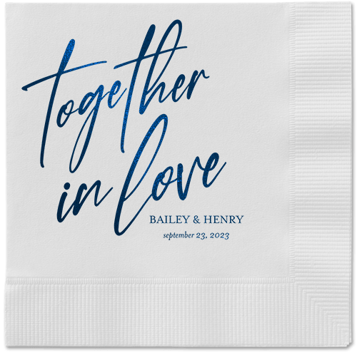 Cursive Captions Napkin, Blue, White, midnight