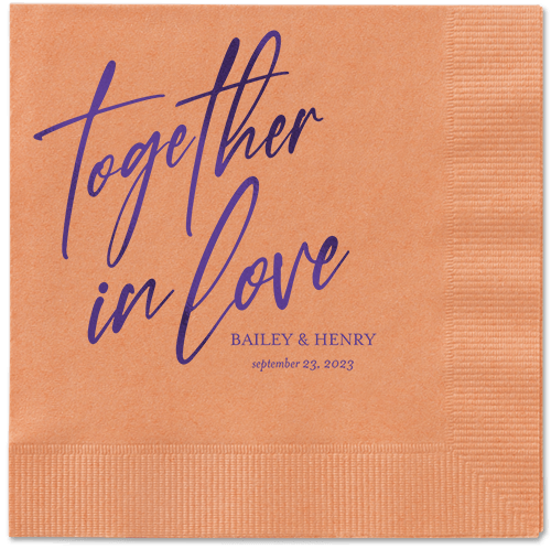 Cursive Captions Napkin, Purple, Coral