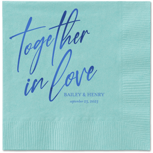 Cursive Captions Napkin, Blue, Aqua, royal