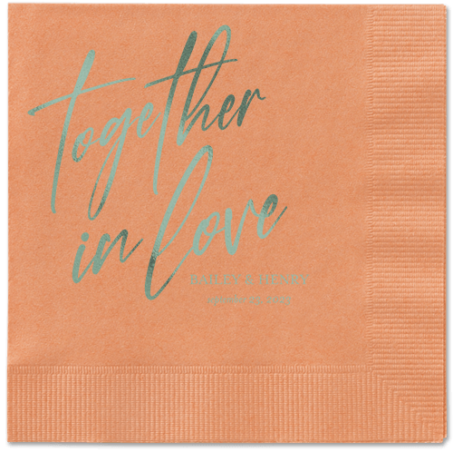 Cursive Captions Napkin, Green, Coral