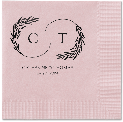 Reflective Rings Napkin, Black, Blush