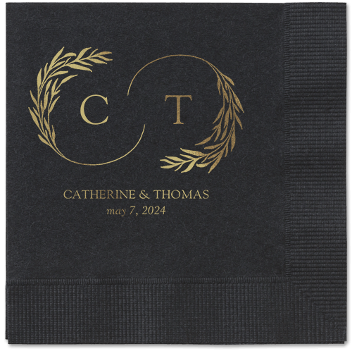 Reflective Rings Napkin, Yellow, Black, gold