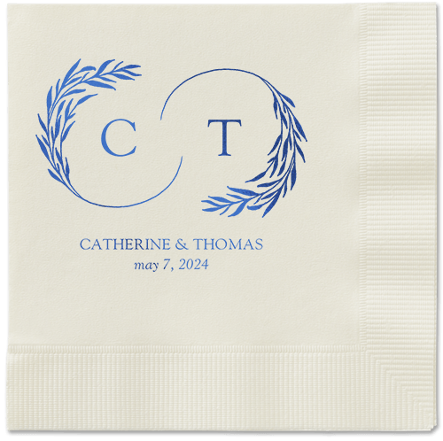 Reflective Rings Napkin, Blue, Ecru, royal