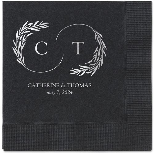 Reflective Rings Napkin, Grey, Black, silver