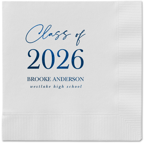 Penmanship Class Napkin, Blue, White, midnight