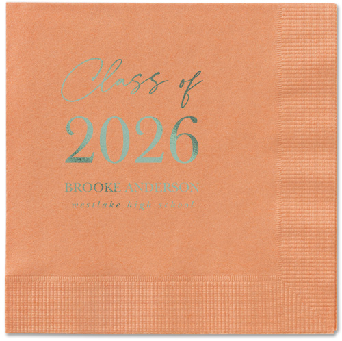 Penmanship Class Napkin, Green, Coral, sage