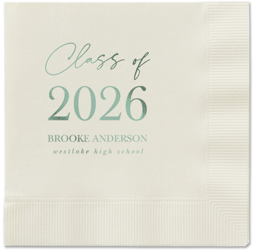 Penmanship Class Napkin, Green, Ecru, sage