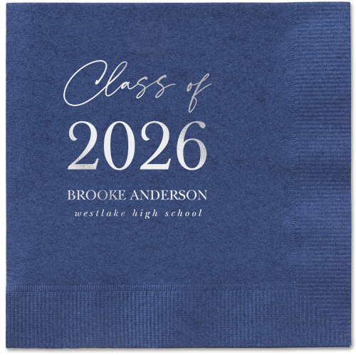 Penmanship Class Napkin, Grey, Navy, silver