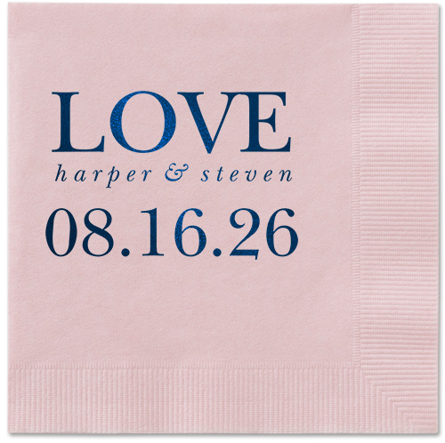 Official Headlines Napkin, Blue, Blush, midnight