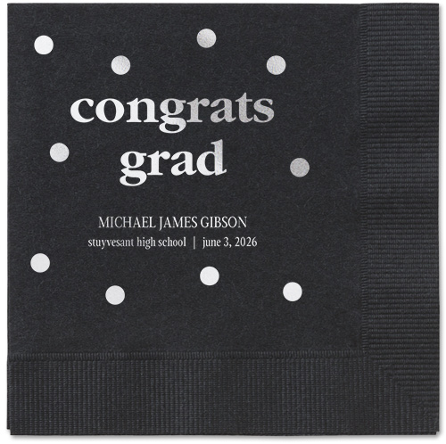 Speckled Blots Napkin, Grey, Black, silver