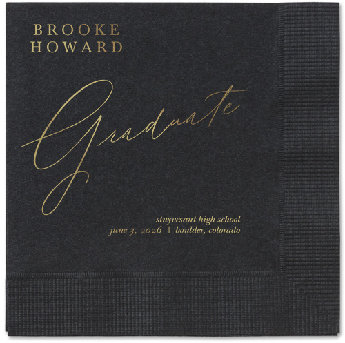 Graceful Touch Napkin, Yellow, Black, gold-metallic