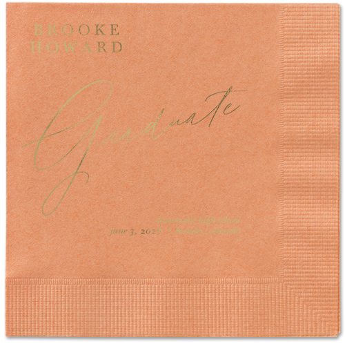 Graceful Touch Napkin, Yellow, Coral, gold-metallic