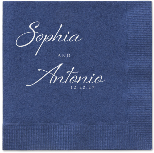 Torn Textures Napkin, White, Navy