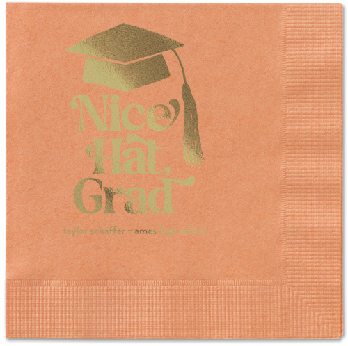 Nice Cap Napkin, Yellow, Coral, gold-metallic