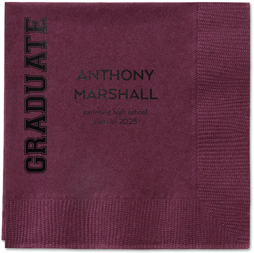 Varsity Headline Napkin, Black, Berry