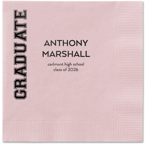 Varsity Headline Napkin, Black, Blush, black