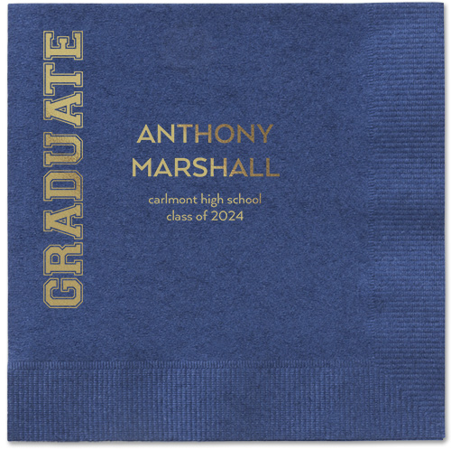 Varsity Headline Napkin, Yellow, Navy