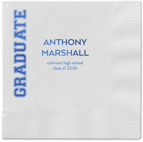 Varsity Headline Napkin, Blue, White, royal