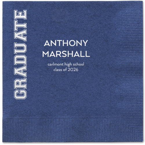 Varsity Headline Napkin, White, Navy, white