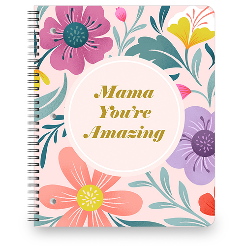 Floral Amazing Mama Large Notebook, 8.5x11, Multicolor