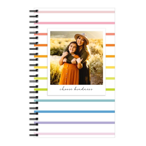 Soft Rainbow Stripes 5x8 Notebook, 5x8, White