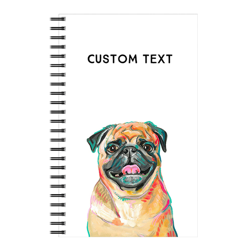 Pug Custom Text 5x8 Notebook, 5x8, Multicolor