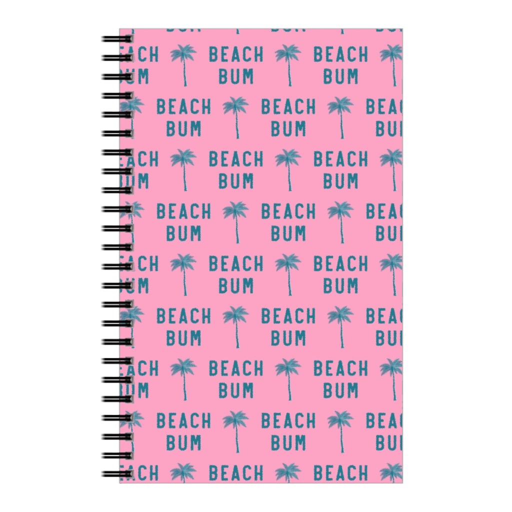 Beach Bum - Teal on Pink Notebook, 5x8, Pink