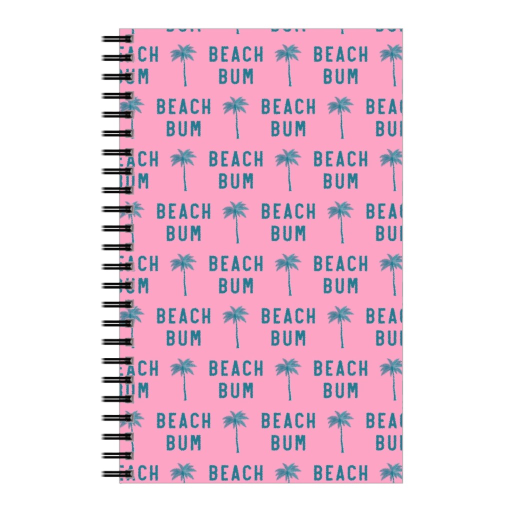 Beach Bum - Teal on Pink Notebook, 5x8, Pink, Bright Pink