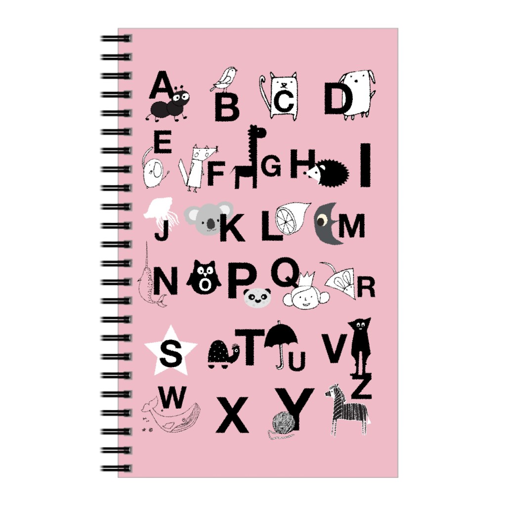 Abcs Notebook, 5x8, Pink, Light Pink