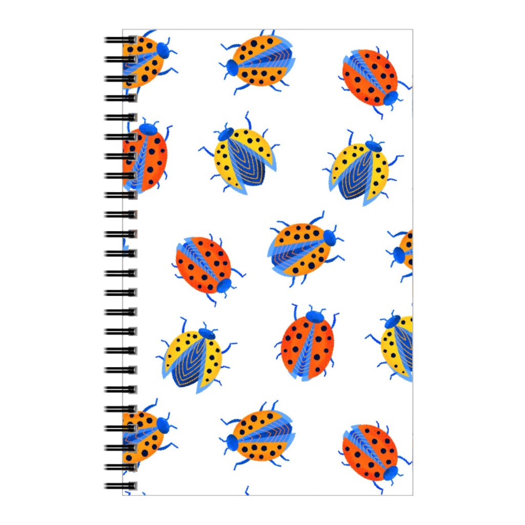 Classic Ladybugs Notebook, 5x8, Multicolor, White