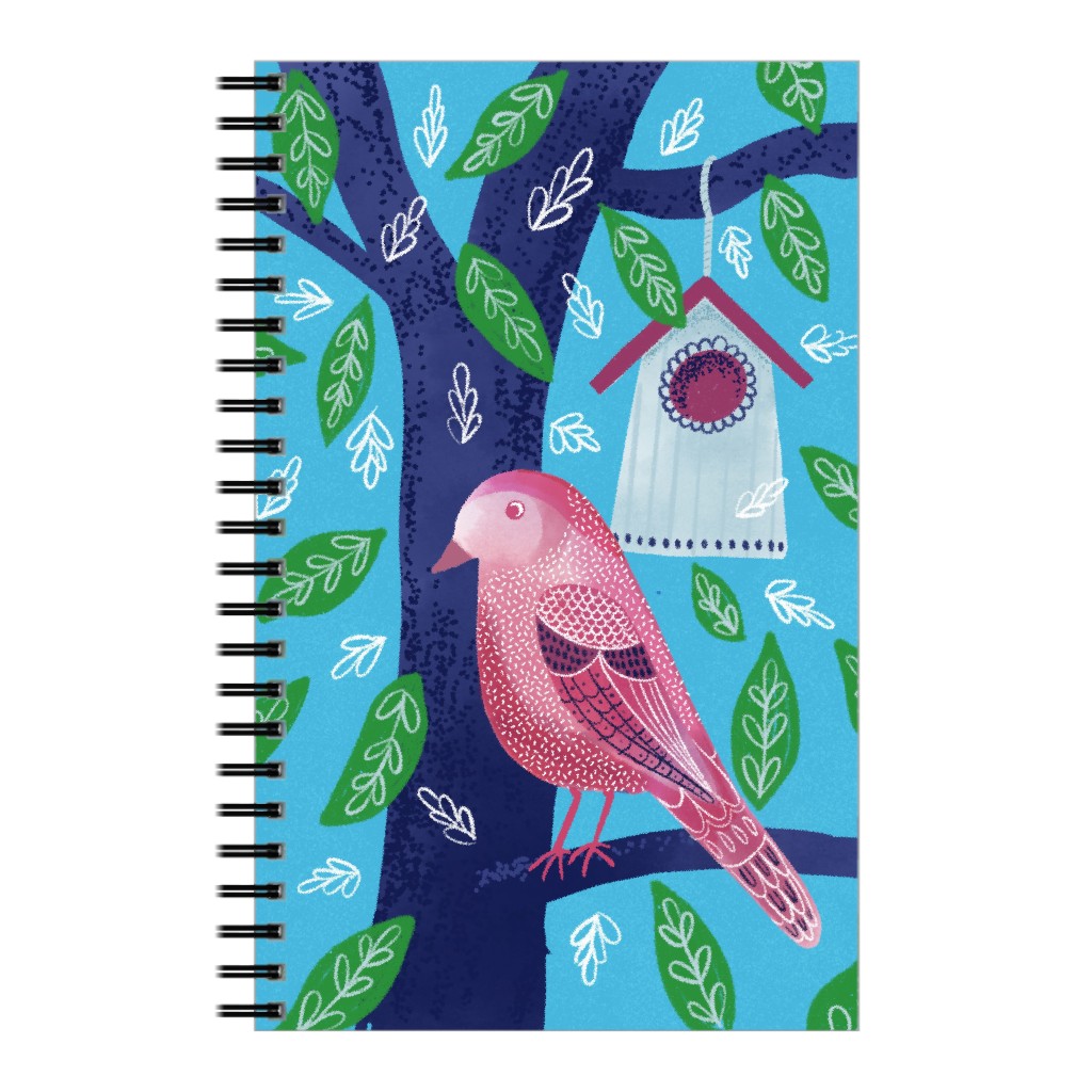 Lovely Bird House & Bird - Multi Notebook, 5x8, Multicolor