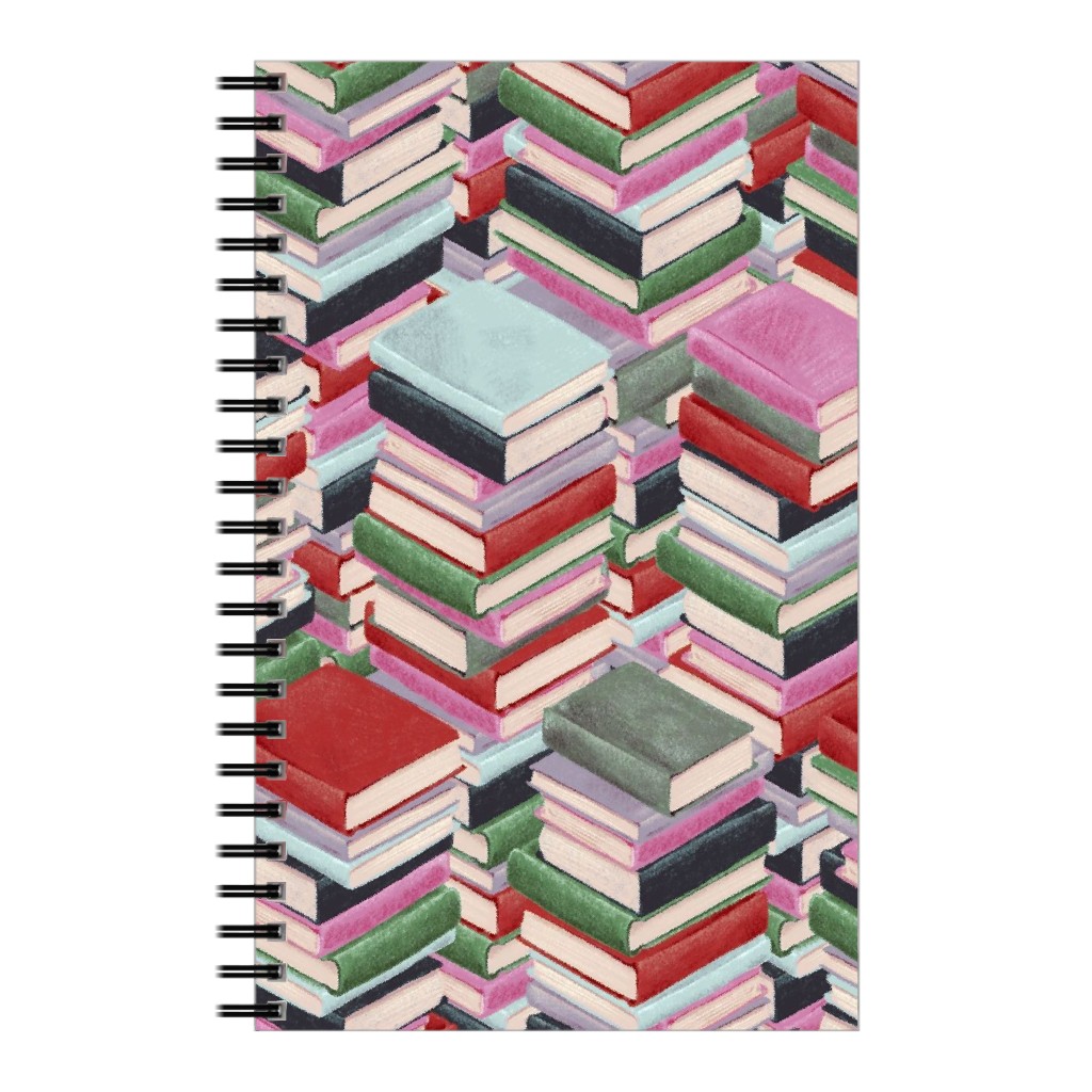 Book Stacks Notebook, 5x8, Red