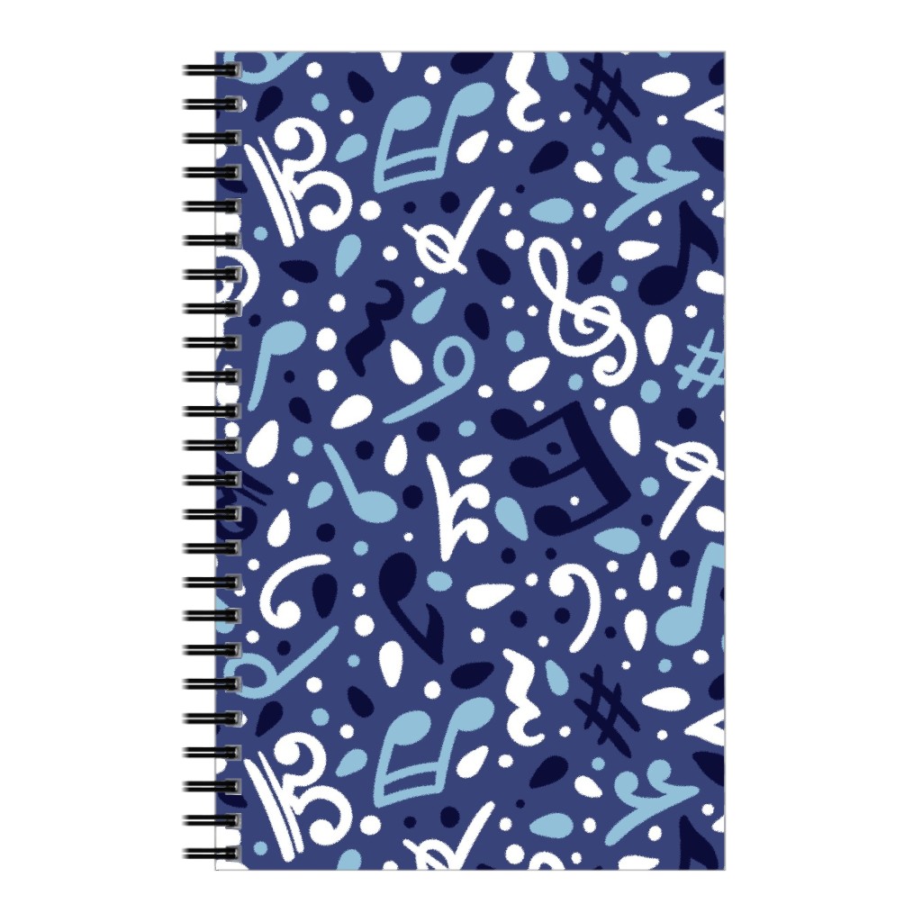 Music Notes and the Blues Notebook, 5x8, Blue, True Blue