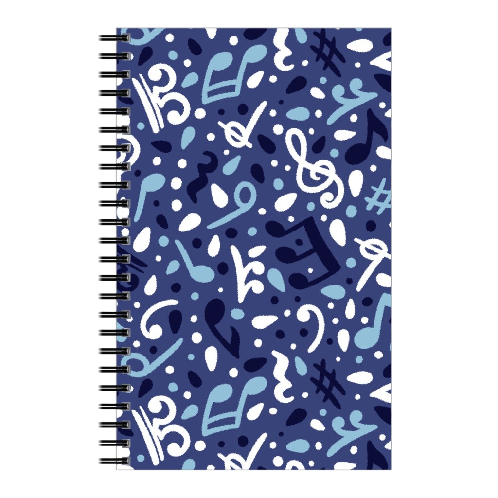 Music Notes and the Blues Notebook, 5x8, Blue