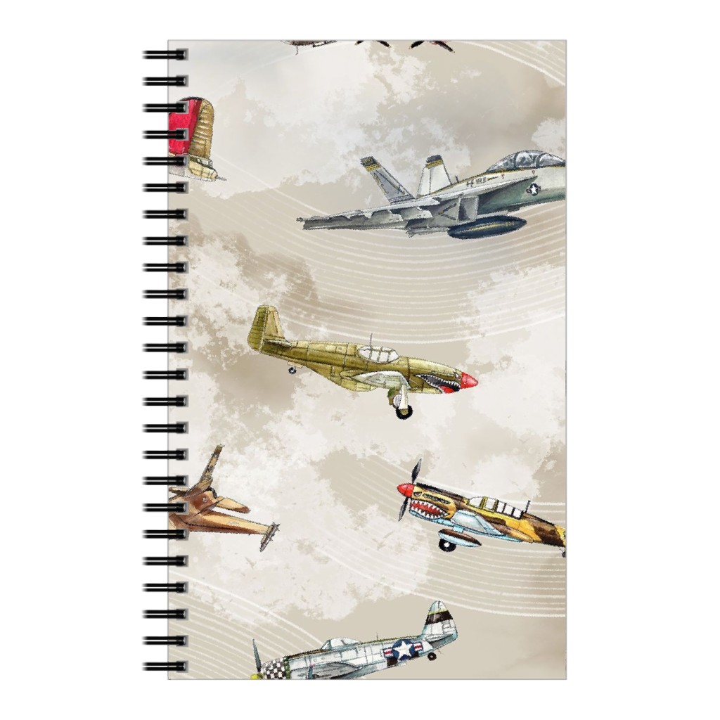 Military Planes Notebook, 5x8, Beige, Stone