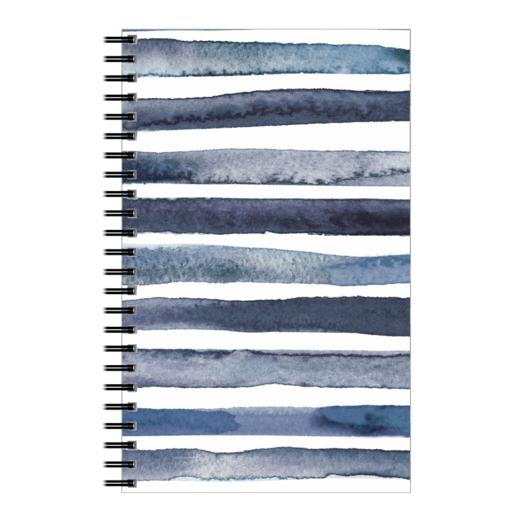 Watercolor Stripes - Blue Notebook, 5x8, Blue