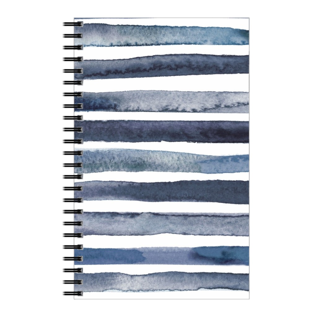 Watercolor Stripes - Blue Notebook, 5x8, Blue, True Blue