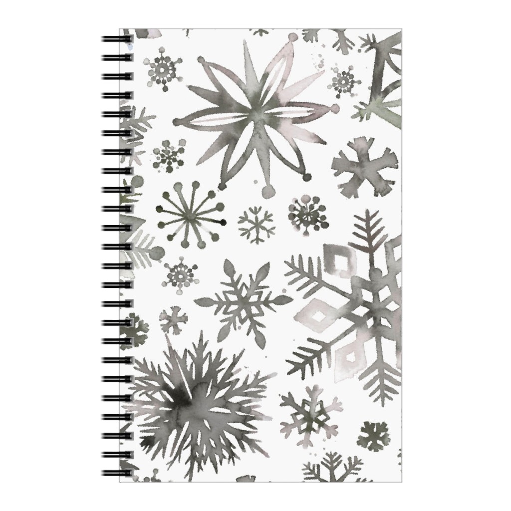 Winter Snowflakes - Gray Notebook, 5x8, Gray