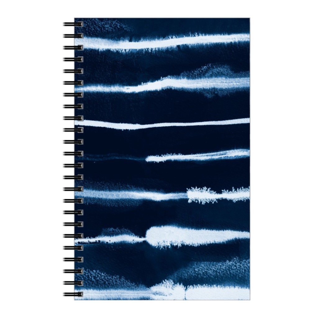 Ikat Watercolor Stripes - Navy Notebook, 5x8, Blue, True Blue