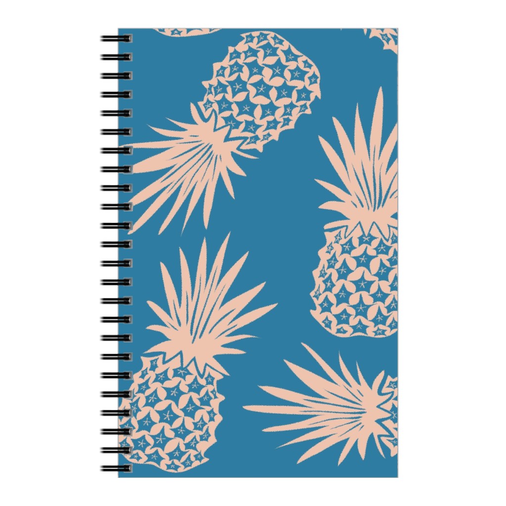 Pineapples Notebook, 5x8, Blue