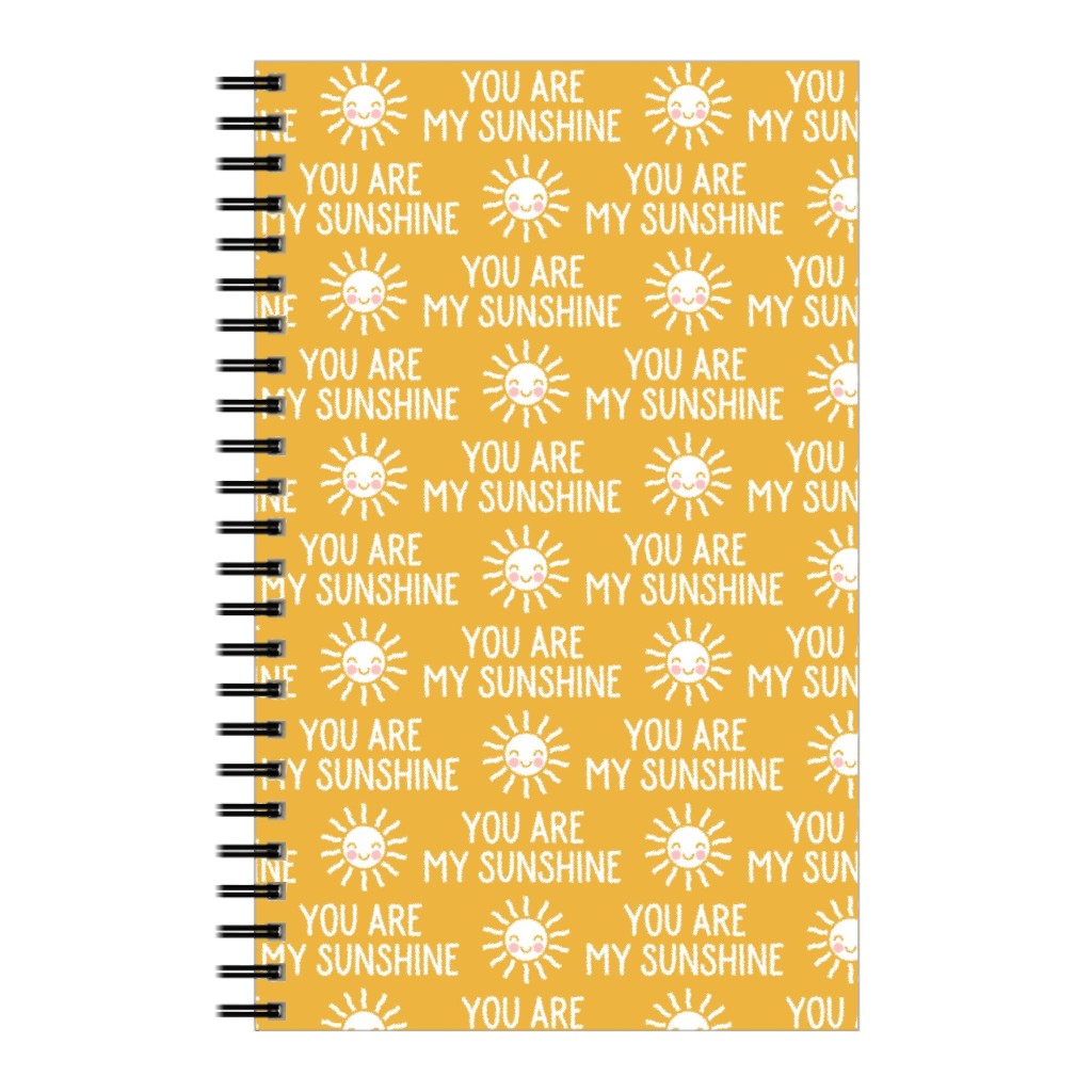 You Are My Sunshine - Cute Sun - Gold Notebook, 5x8, Yellow