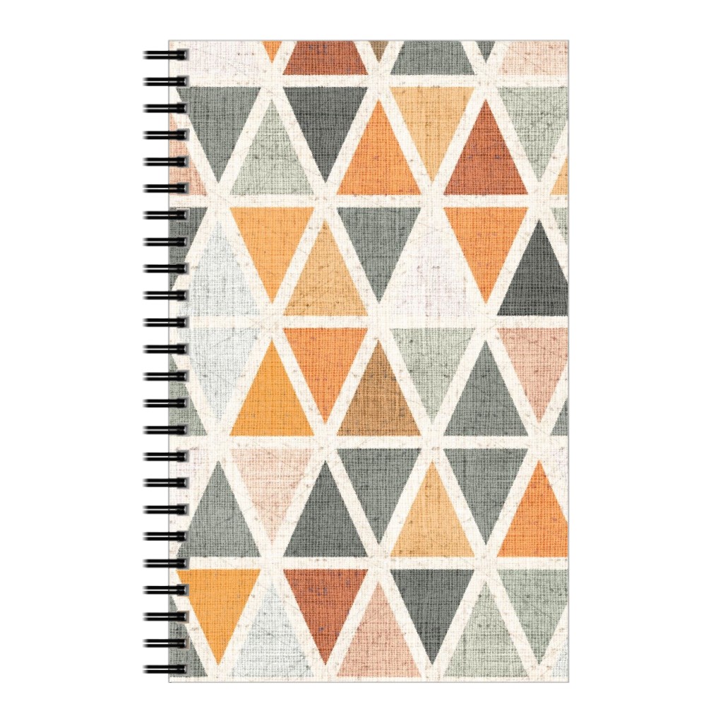 Triangles - Grey and Orange Notebook, 5x8, Multicolor