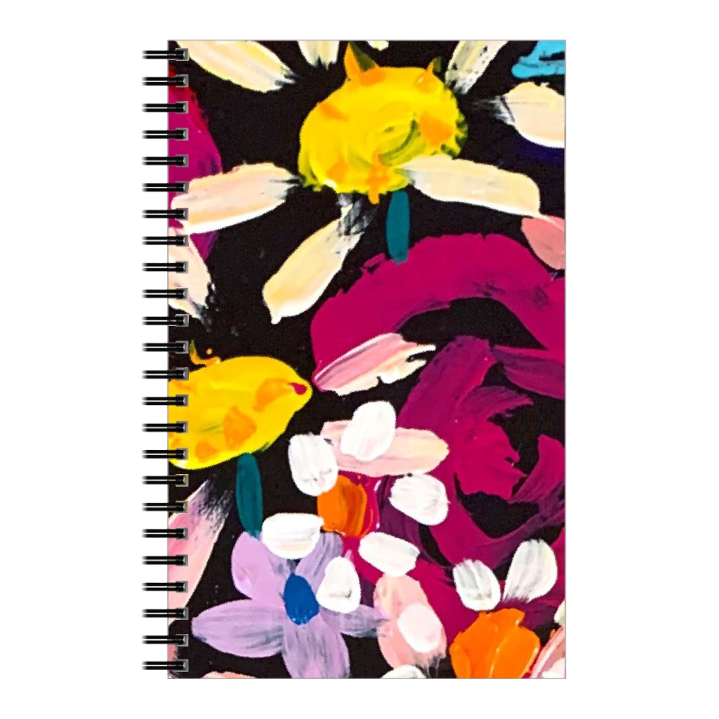 Summer Soiree Floral - Black Notebook, 5x8, Multicolor