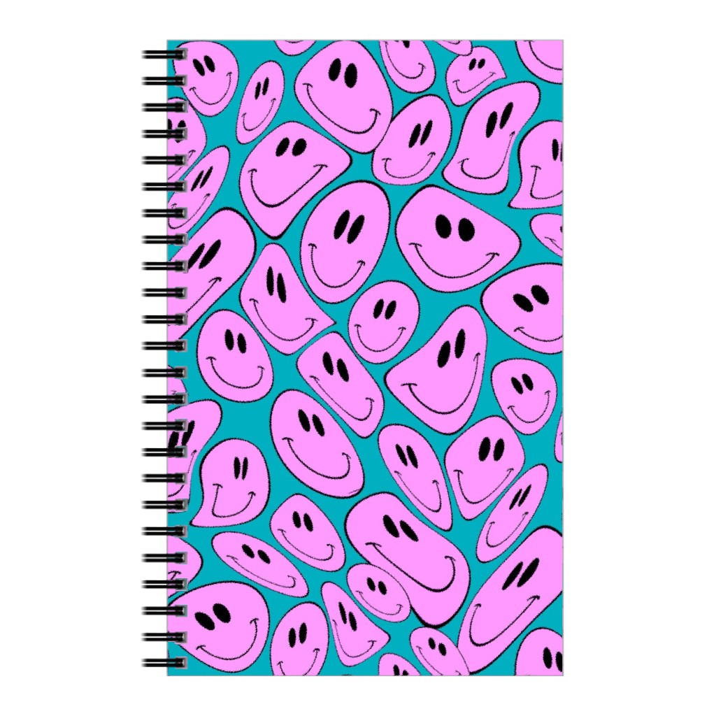 Retro Smiley Face - Blue and Purple Notebook, 5x8, Purple